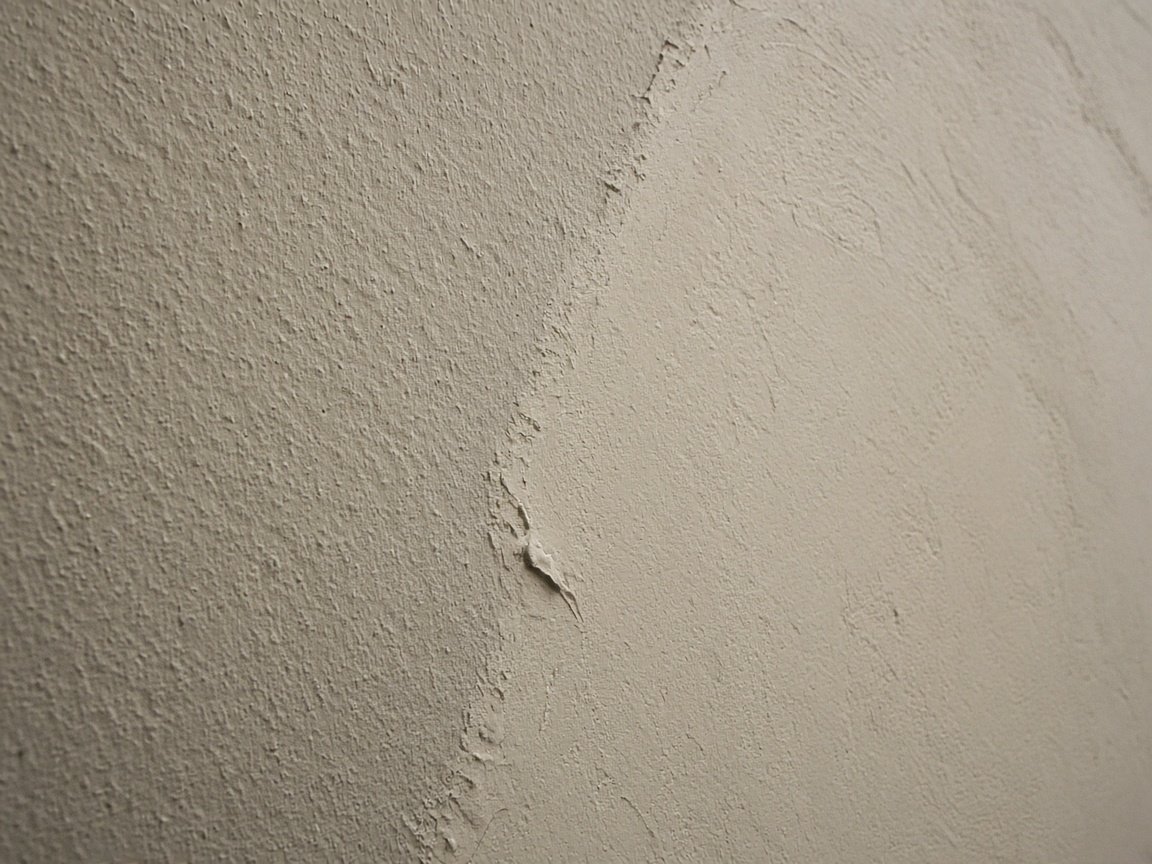 Close view of smooth plaster surface meeting an existing wall