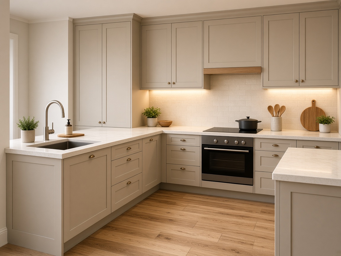 Updated kitchen with new cabinetry and orderly work surfaces